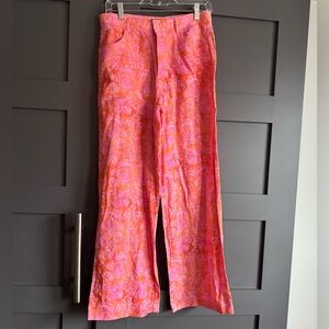 Zara Pink Floral Wide Leg Pants